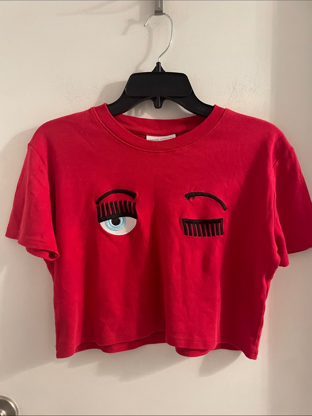 Chiara Ferragni Large Red Winking Eye Short Sleeve T-shirt